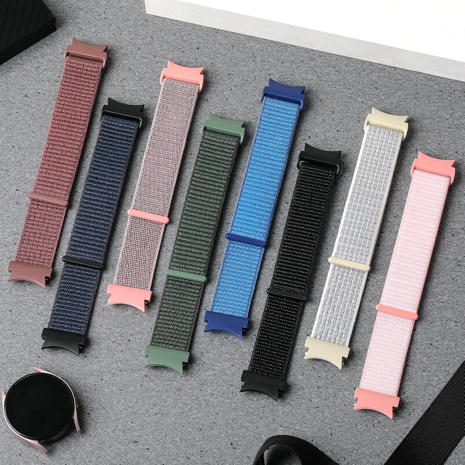 Nylon Sport Loop for Samsung Galaxy Watch 7/6/5/4 40Mm 44Mm/Fe/Galaxy Watch 6 Classic 43Mm 47Mm/Watch 5 Pro 45Mm/Watch 4 Classic 42Mm 46Mm, 20Mm One Click No Gap Breathable Sports Band