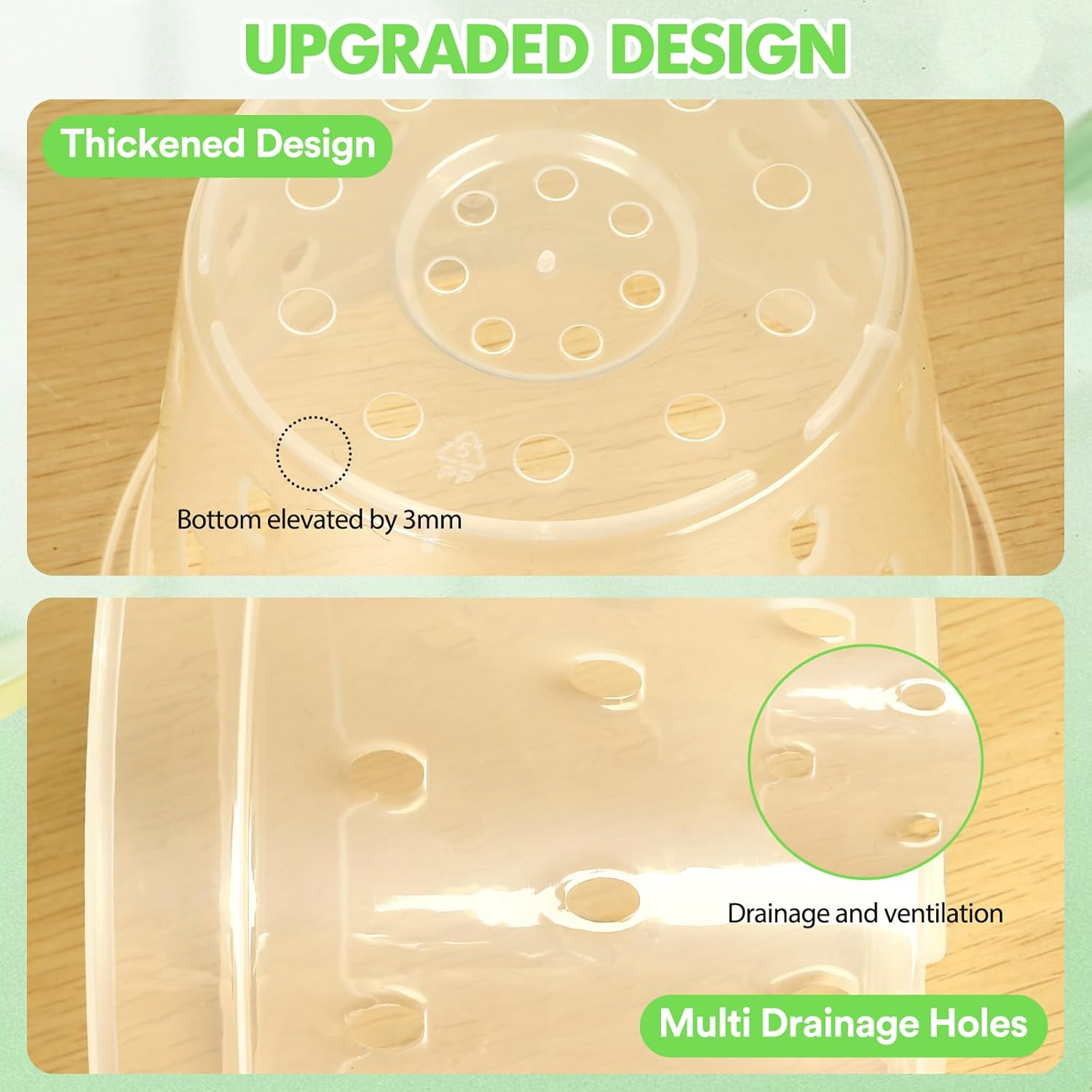 RAOOKIF 4 5 6 7 Inch Clear Orchid Pots for Repotting, 8 Pack Plastic Orchid Pots with Holes, Clear Pots for Orchid (4 Inch) image number 6