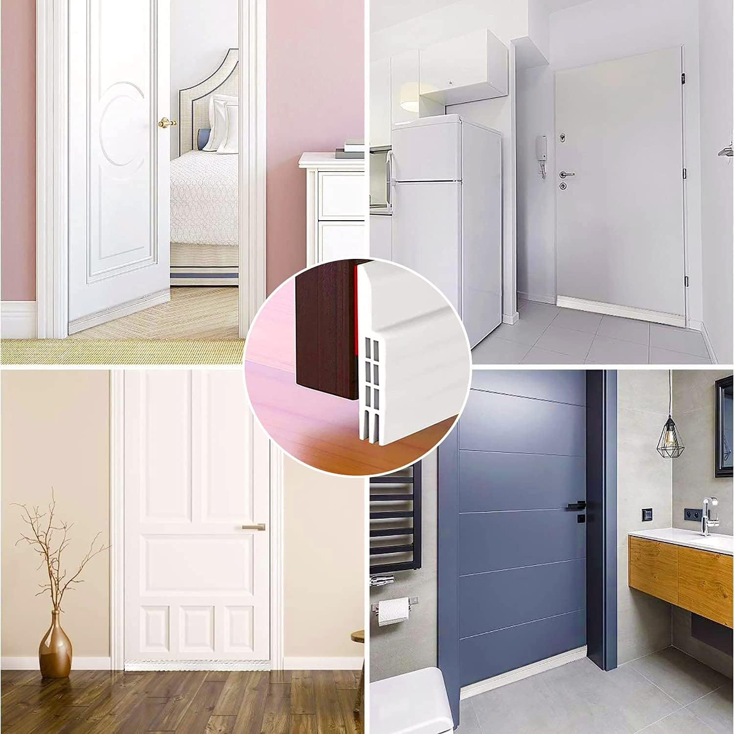 2 Pack Door Draft Stopper under Door - Heavy Duty Weatherproof Seal Strip, Soundproof & Anti-Dust Blocker, Mouse Insect Barrier for Home Doors - White - White image number 1