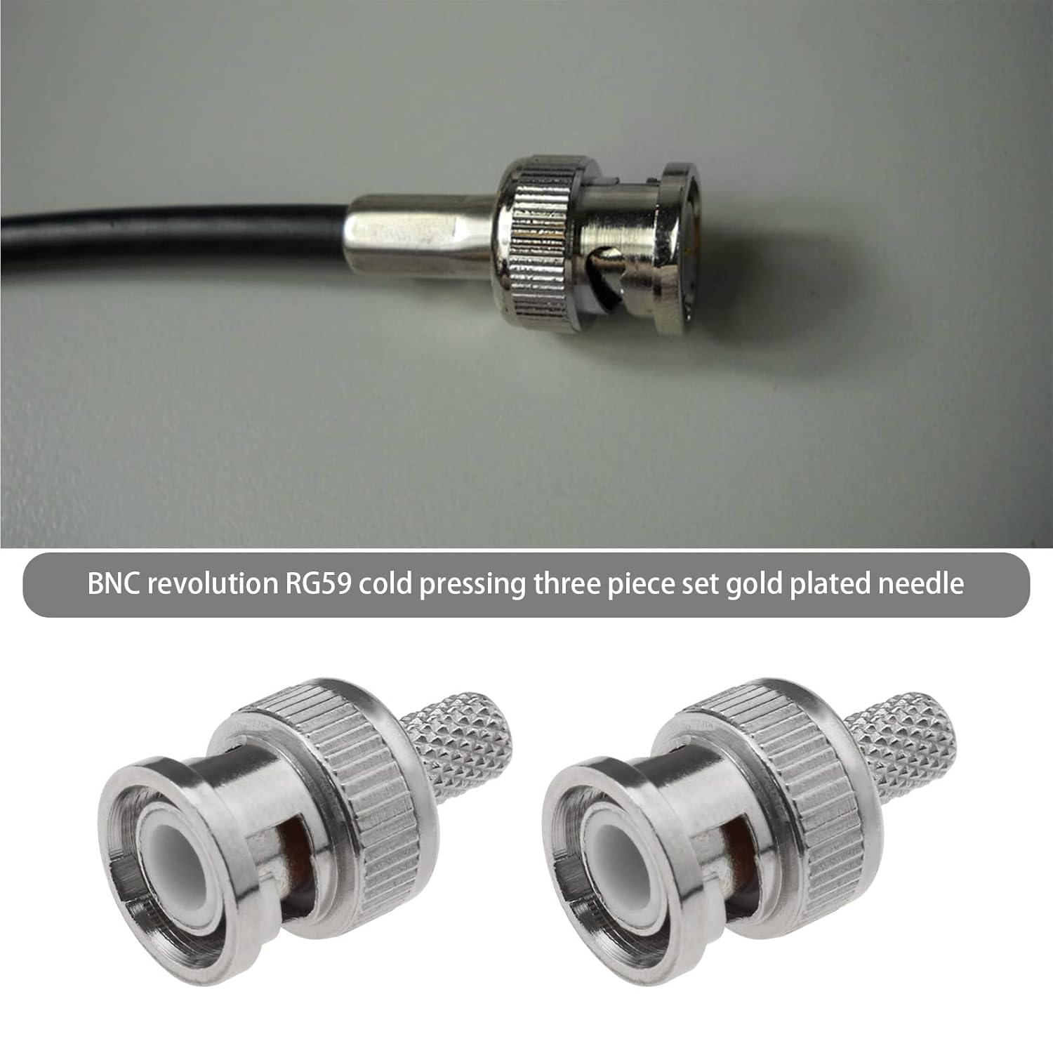 Ecsing 10 Sets BNC Crimp Connectors with Brass Center Pin for RG59 RG62 Coaxial Cable Adapter Coaxial Coax Cable Plug Camera Coax Male Jack 50 Ohm