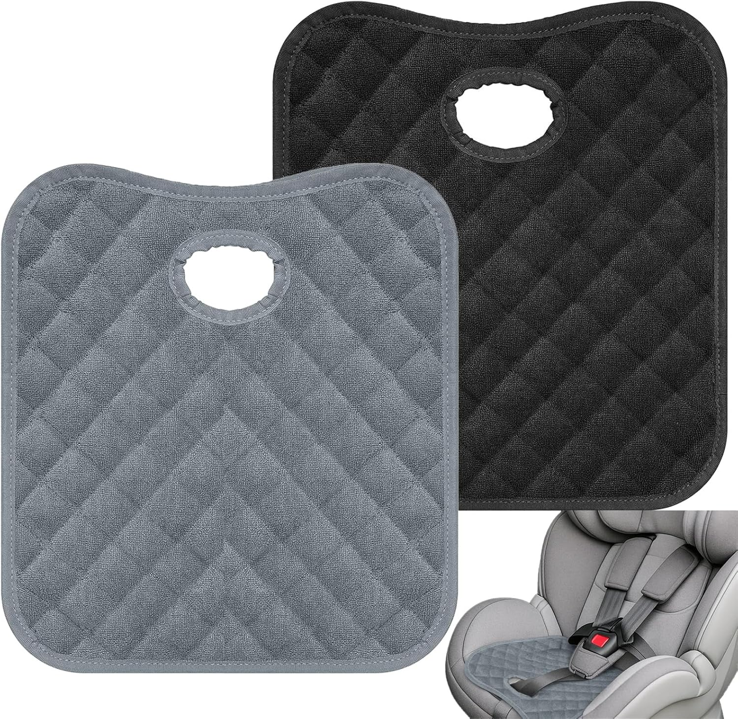 Baby Car Seat Protector for Potty Training,2 Pcs Dry Waterproof Baby Car Seat Liner Toilet Training, Reusable Piddle Pads Cover, Leakage Protection Vehicle Seat Liner for Chair (Black & Grey) image number 2