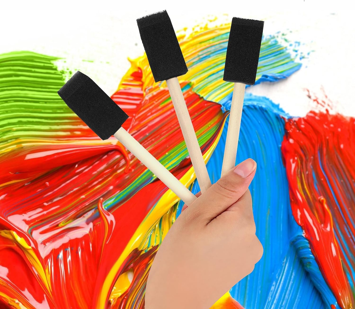 40 Pcs Foam Brush,1&rdquo; Foam Paint Brushes, Wood Handle Sponge Paint Brush, Brushes for Painting for Staining, Varnishes, and DIY Craft Projects image number 6