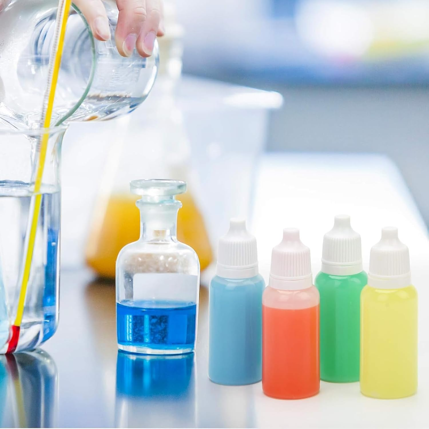 20Pcs 10Ml Squeezable Dropper Bottles White, with 1Funnel and 2 Dropper and 2Pcs 21 Stickers for Travel, Medical, Arts Crafts, Laboratory, Home image number 3