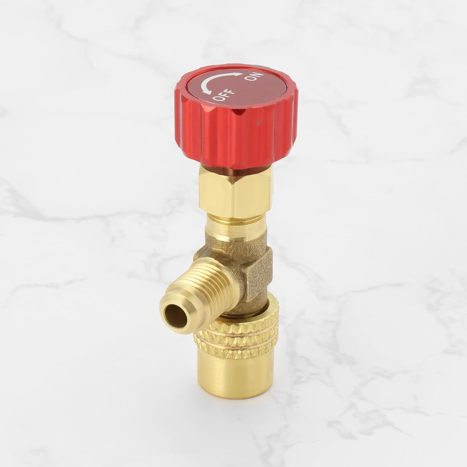YINETTECH Refrigerant Charging Valve R1234Yf Refrigerant Valve 1/4Inch SAE to 1/2Inch ACME Refrigerant Flow Control Valve for Refrigerant Filling Hose image number 5