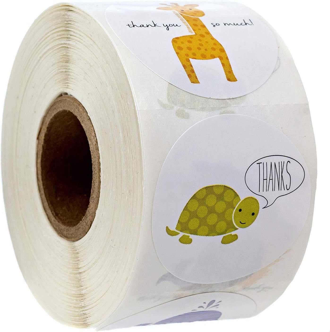 Hothotgirl Thank You Sticker Labels | 1.5" round | 500 Cute Animal & Flower Stickers per Roll | Waterproof, Self-Adhesive, Perfect for Cards, Envelopes & More image number 4