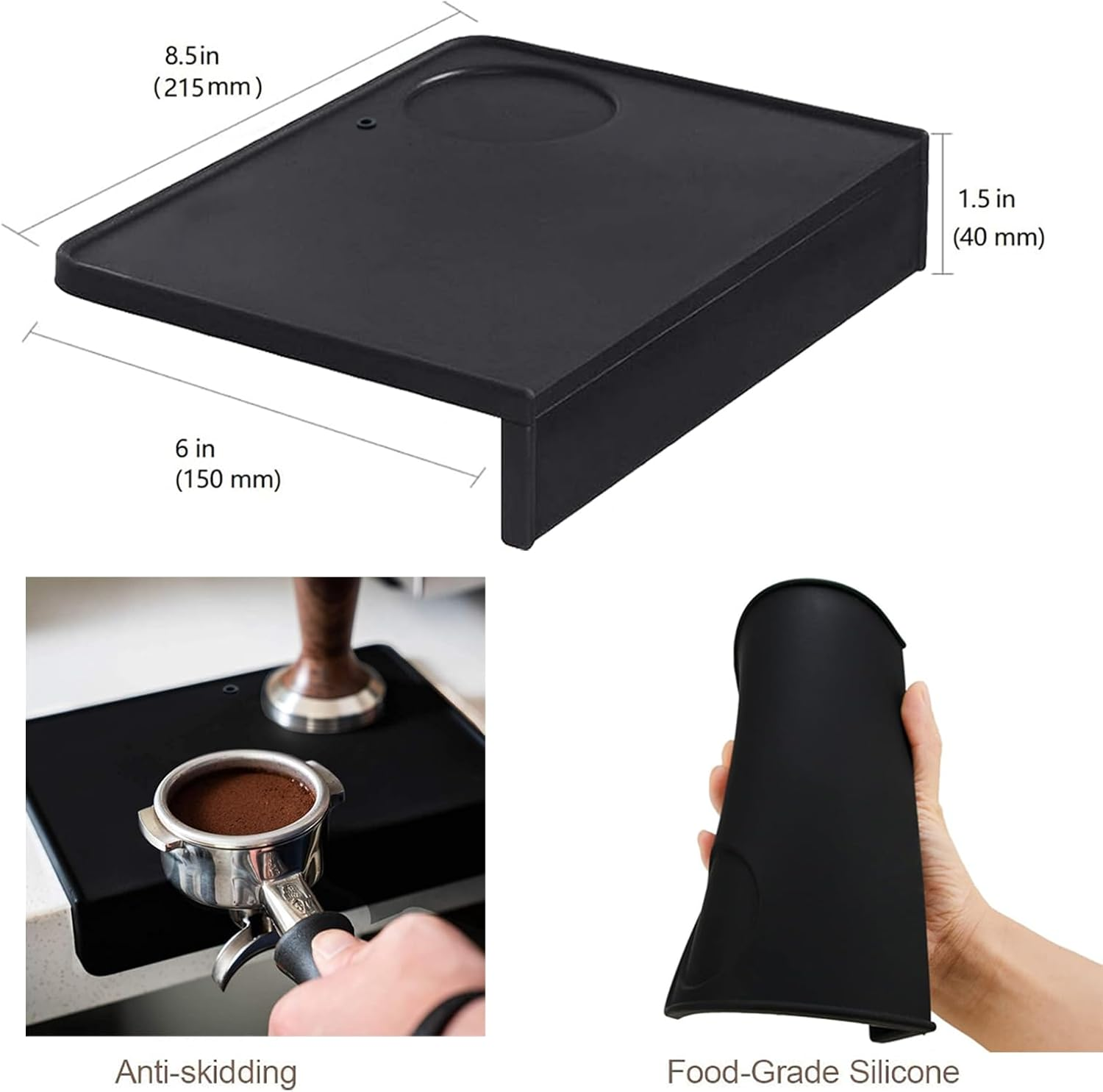 Espresso Tamping Mat,Coffee Tamper Mat 8 X 6 Inch Support Station for Portafilter Barista Accessories,Waterproof and Heat Resistant Espresso Silicone Mat for Caf&eacute;,Coffee Shop,Office,Bar Tamping Mat image number 5