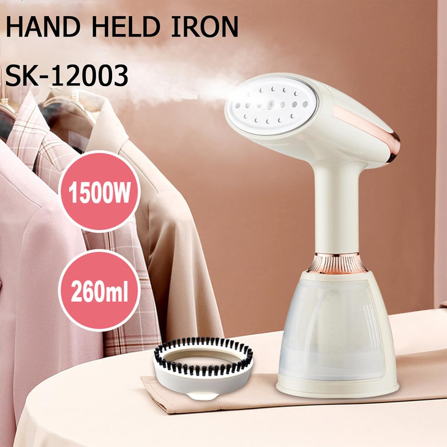 Handheld Garment Steamer, 30S Fast Heat Up1500W, Portable Travel Clothing Fabric Steamer with 260Ml Water Tank, Stainless Steel Heated Plate, for Home and Travel (AU PLUG)