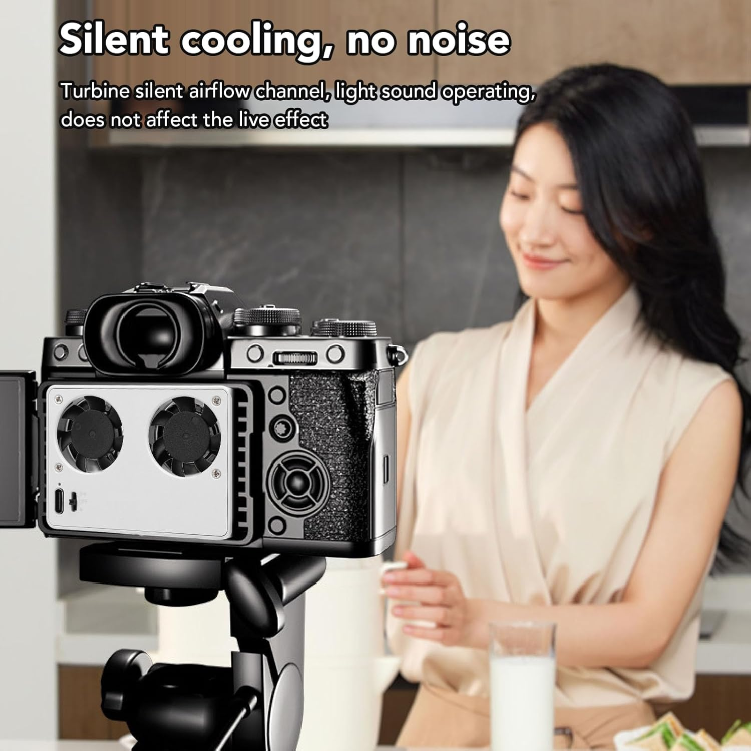 Camera Cooling Fan for A7M4, ZVE1, ZV1 - Quiet Dual Fan with Adjustable Speed, 5V Type C Power, 26Db Low Noise image number 4