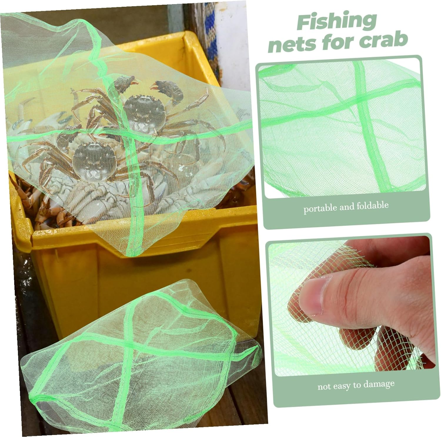 SEWACC 10Pcs Portable Crab Net Bags with Drawstring Quick-Dry Mesh Fishing Nets for Saltwater Crabbing Outdoor Storage Lightweight Breathable Bags for Fish and Seafood image number 5