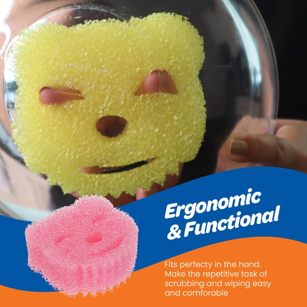 White Magic Scrubtastic Scrub & Wipe Sponge Original 2 Pack &ndash; 100% German Material, Tough in Cold Gentle in Warm, Ergonomic Bear Shape, Scratch-Free, Odour Resistant, Safe for All Surfaces image number 1
