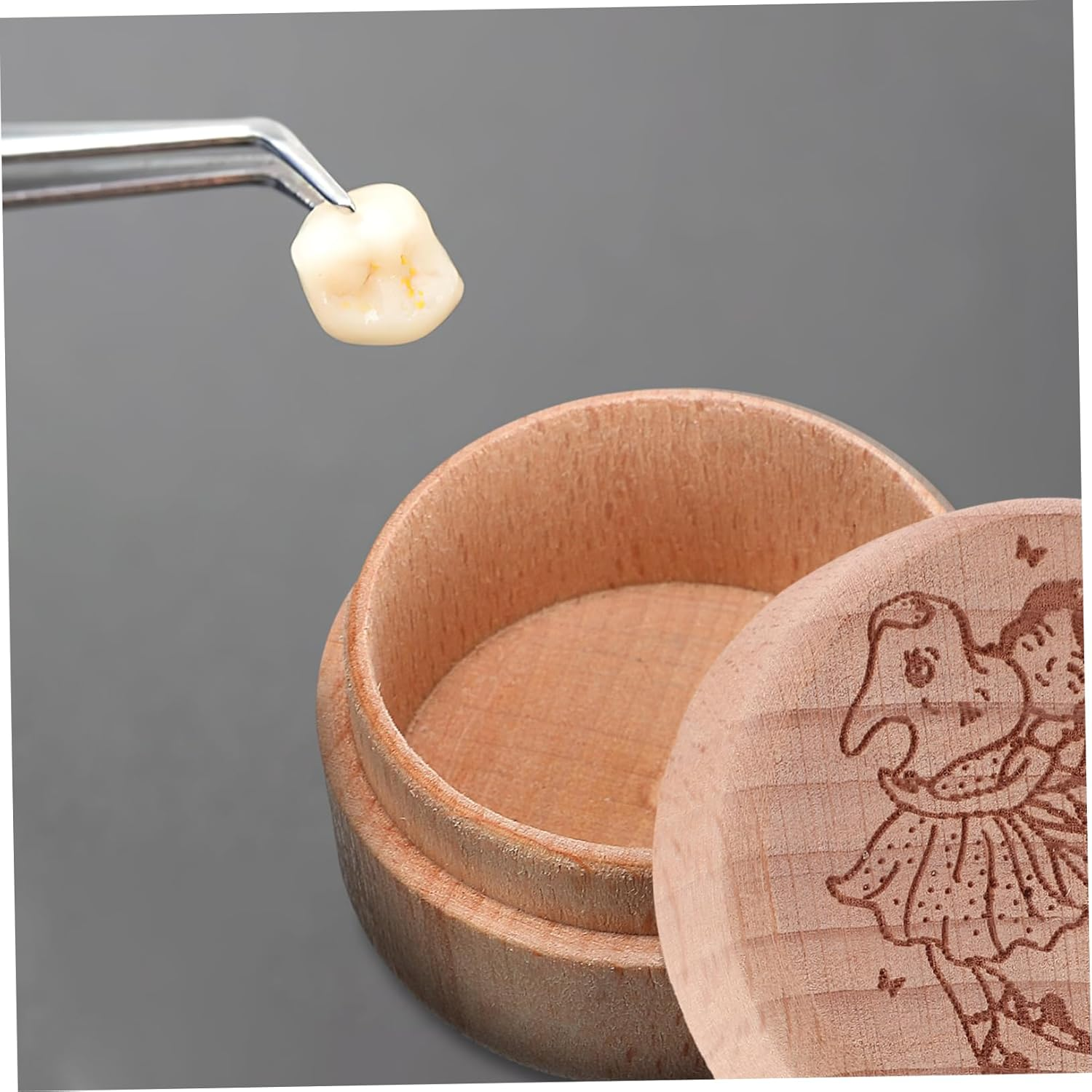 CHILDWEET 1 Set Wooden Tooth Keepsake Box Fetal Hair Case Teeth Storage Holder Lightweight Portable Organizer for Hair Memories Present for Boys image number 1