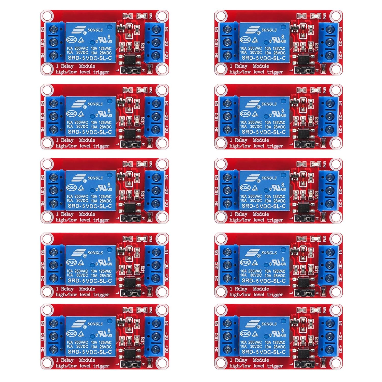 DIANN 10Pcs DC 5V Relay Module 1 Channel Relay Board with Optocoupler Support High/Low Level Trigger image number 3