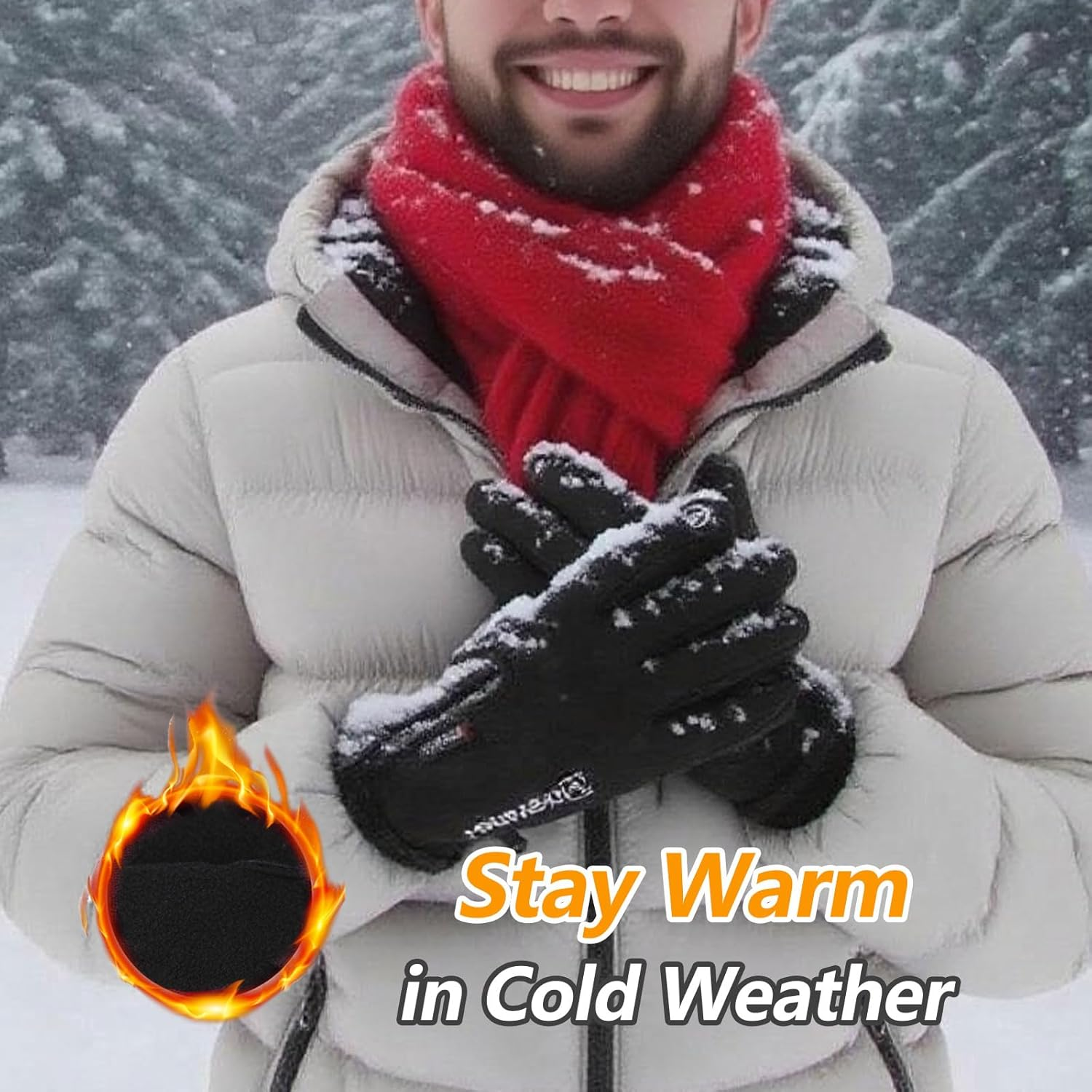 KEGECOL Winter Gloves for Men Women, Waterproof Warm Ski Gloves for Cold Weather, Touch Screen, Running Driving Cycling