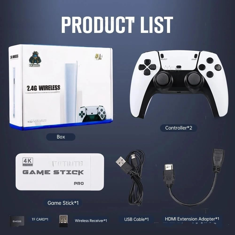 Mini Retro Handheld Video Game Console Stick,2.4G Double Wireless Controlle,Classic Video Games with 4K HDMI, Built-In 23 Emulators,Plug & Play,For Birthday Christmas Halloween Gifts image number 5