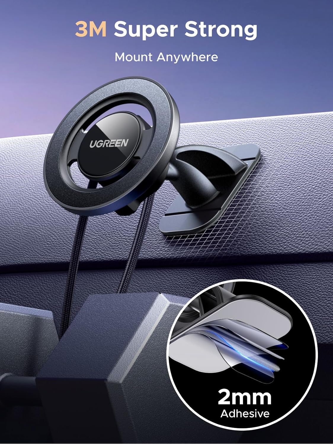 UGREEN 2-In-1 Magsafe Car Mount, Magnetic Phone Holder for Cars Air Vent Dashboard, 360&deg;Rotatable Car Phone Holder Cradle Compatible with Iphone 17 Pro Max Air 16 15 14 13 12 image number 1