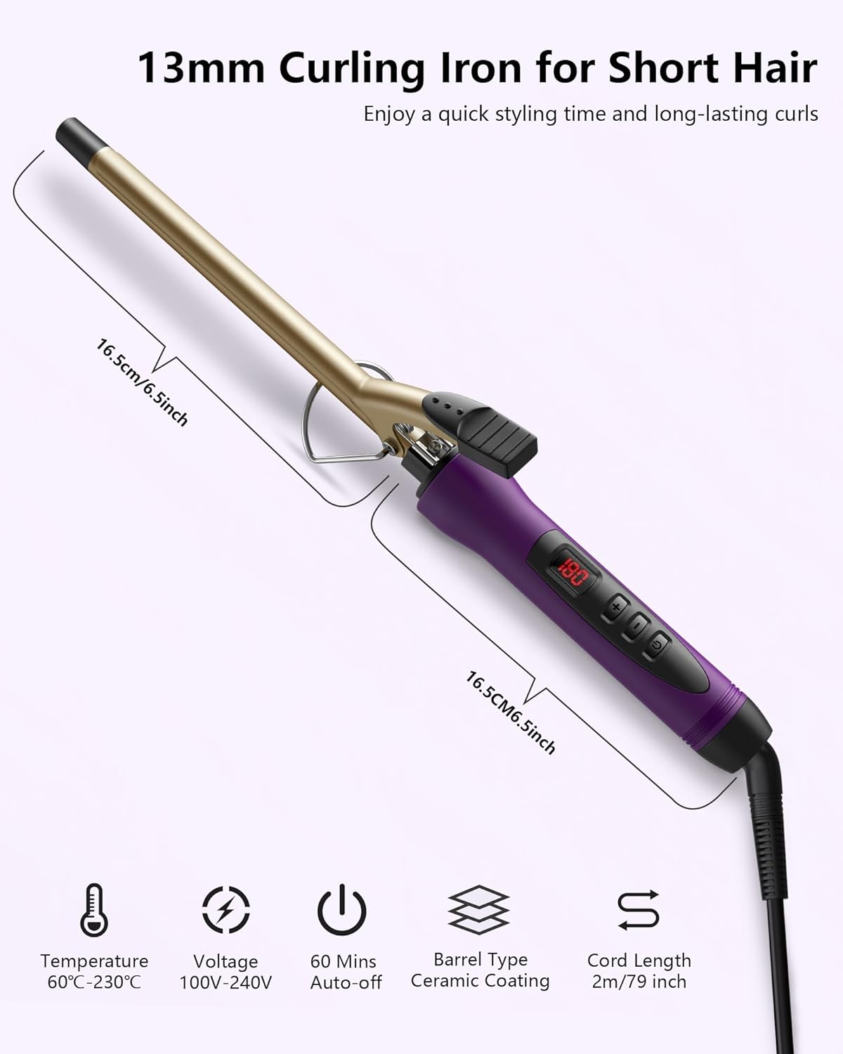 MELYDO 1/2 Inch Curling Iron Wand