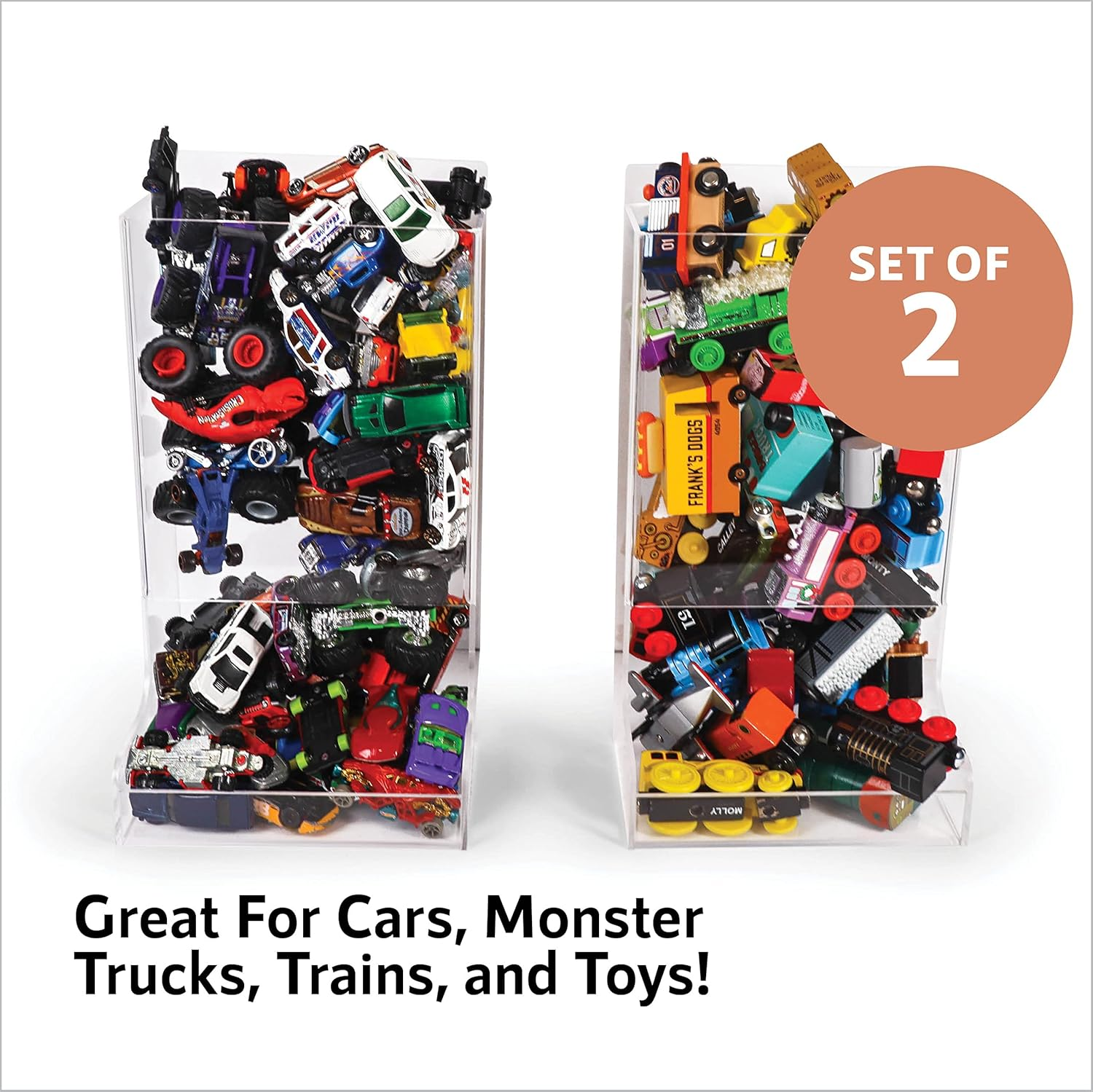 Acrylic Wall Toy Dispenser - Acrylic Wall Organizer for Toy Car, Train, Monster Trucks - Toy Car Storage - Storage Bin&hellip; (2 Pack) image number 1
