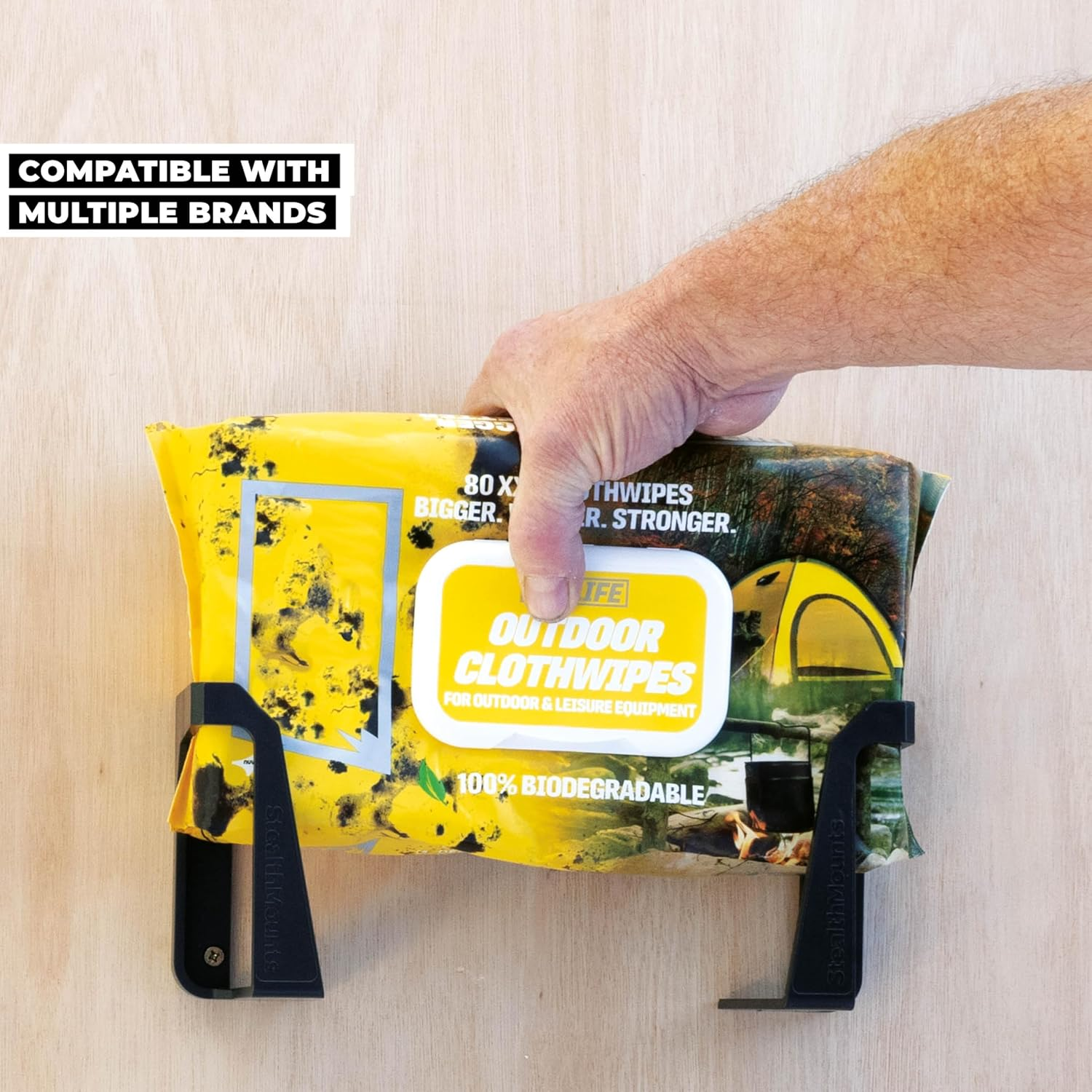 Stealthmounts Wipe Holder | 2 Pack | Mounts for Wipe Storage | Made in the UK image number 3