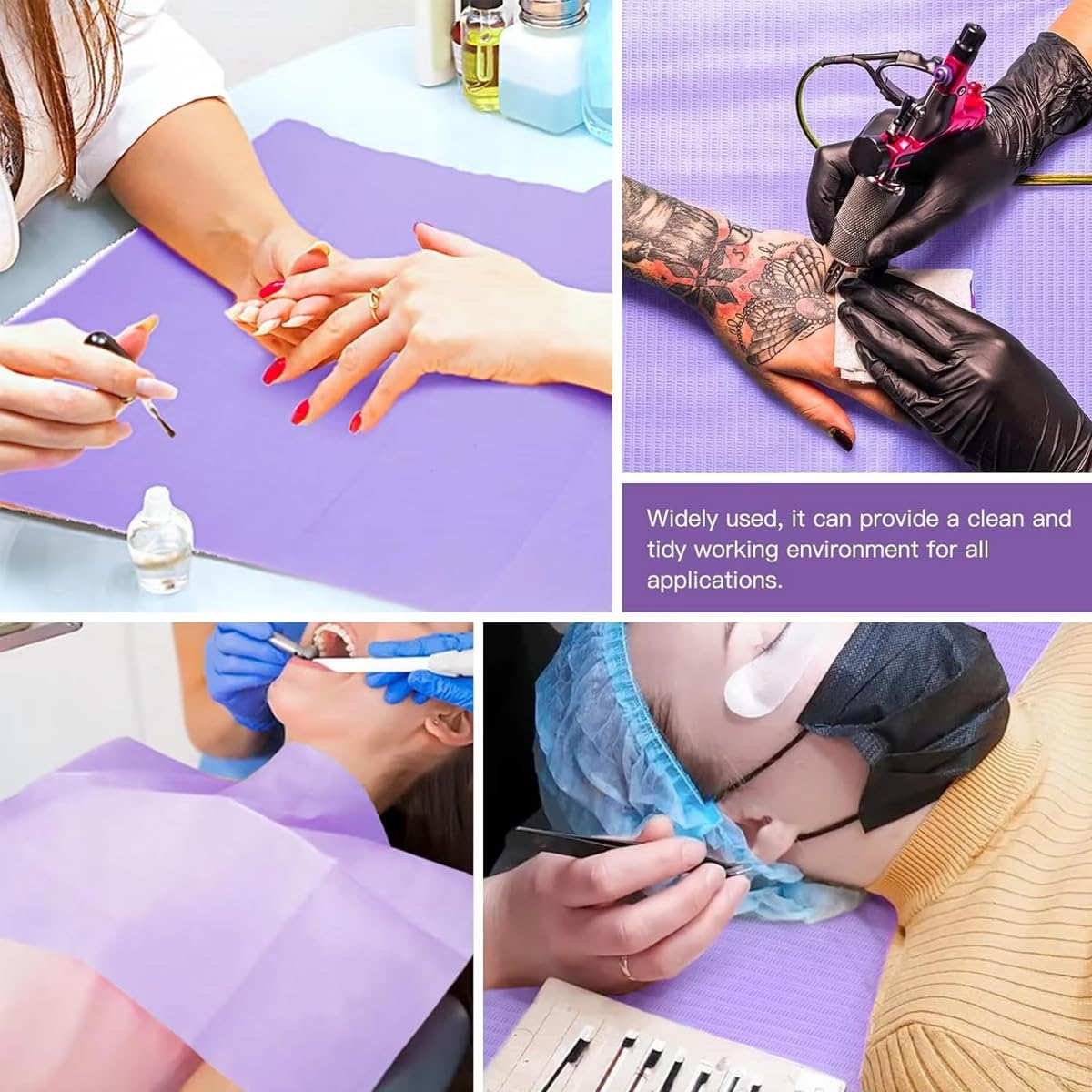 AIMALL 125 PCS Disposable Embroidery Tattoo Cleaning Pad, Waterproof Dental Tablecloth, PE Composite Film, 13.2 X 17.7 Inches - Black image number 3