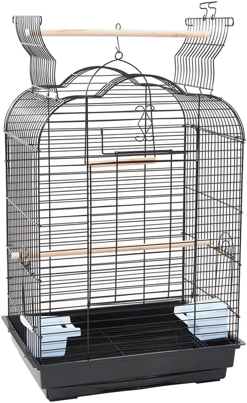 Pet Bird Cage with Stand Parrot Aviary Canary Budgie Finch Perch Black Portable Metal image number 4
