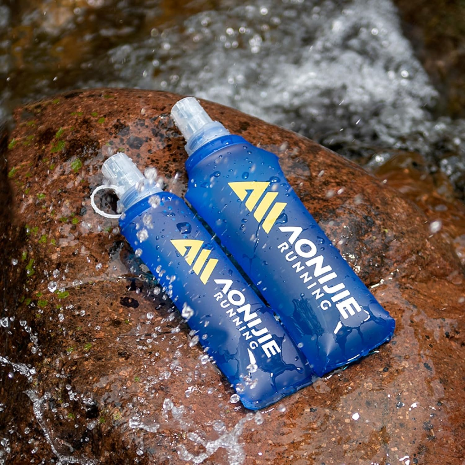 Azarxis Hydration Bladder Soft Water Bottles, Bpa-Free, Leak-Proof, Sports Soft Flask Water Bladder for Backpack, Hiking, Jogging, Camping, Climbing - Blue image number 6