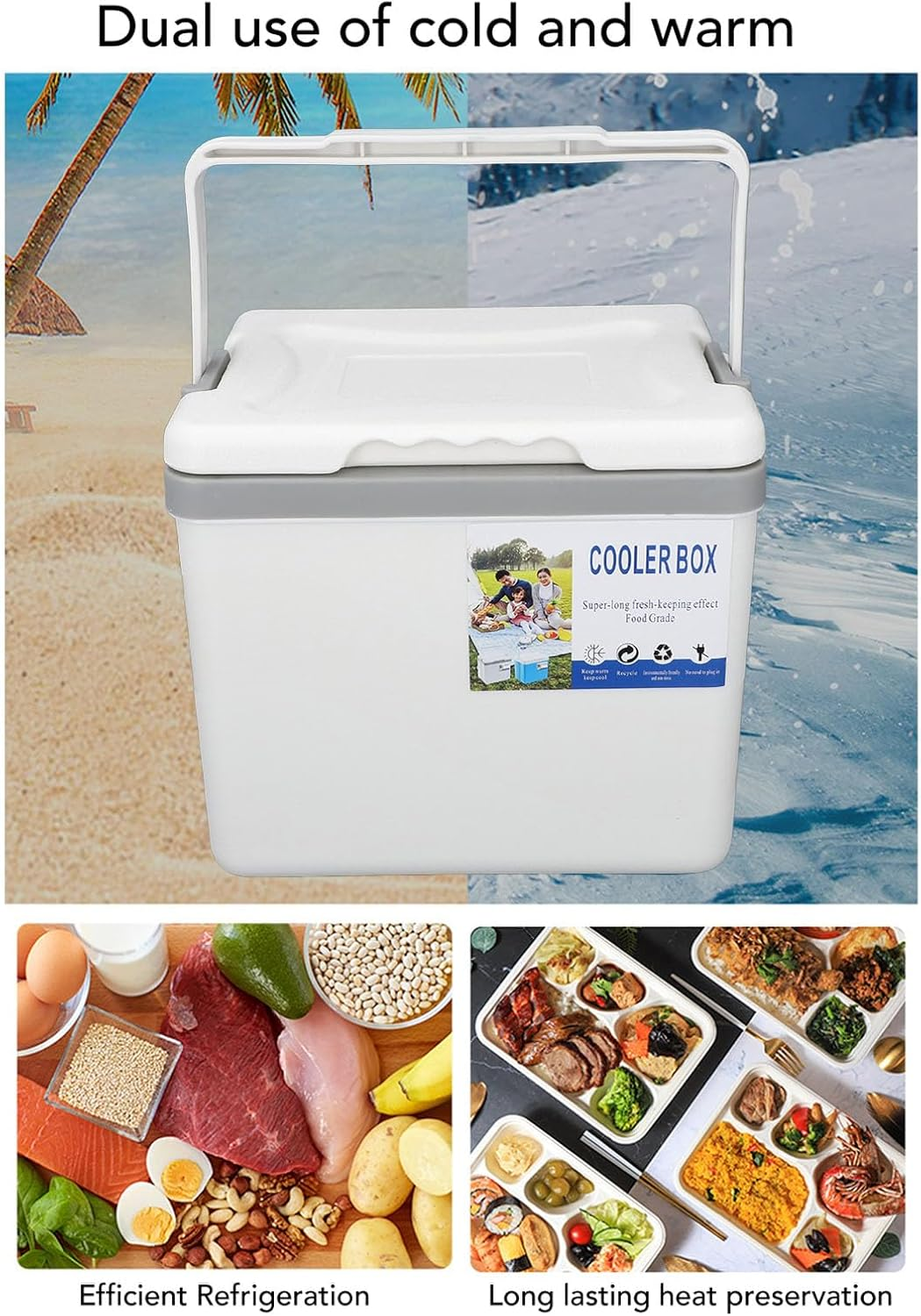 6L Portable Cooler Box Large Capacity, Drink Cool Insulated Hard Cooler Case with Sturdy Handles for Outdoor Fishing Picnic Camping image number 1