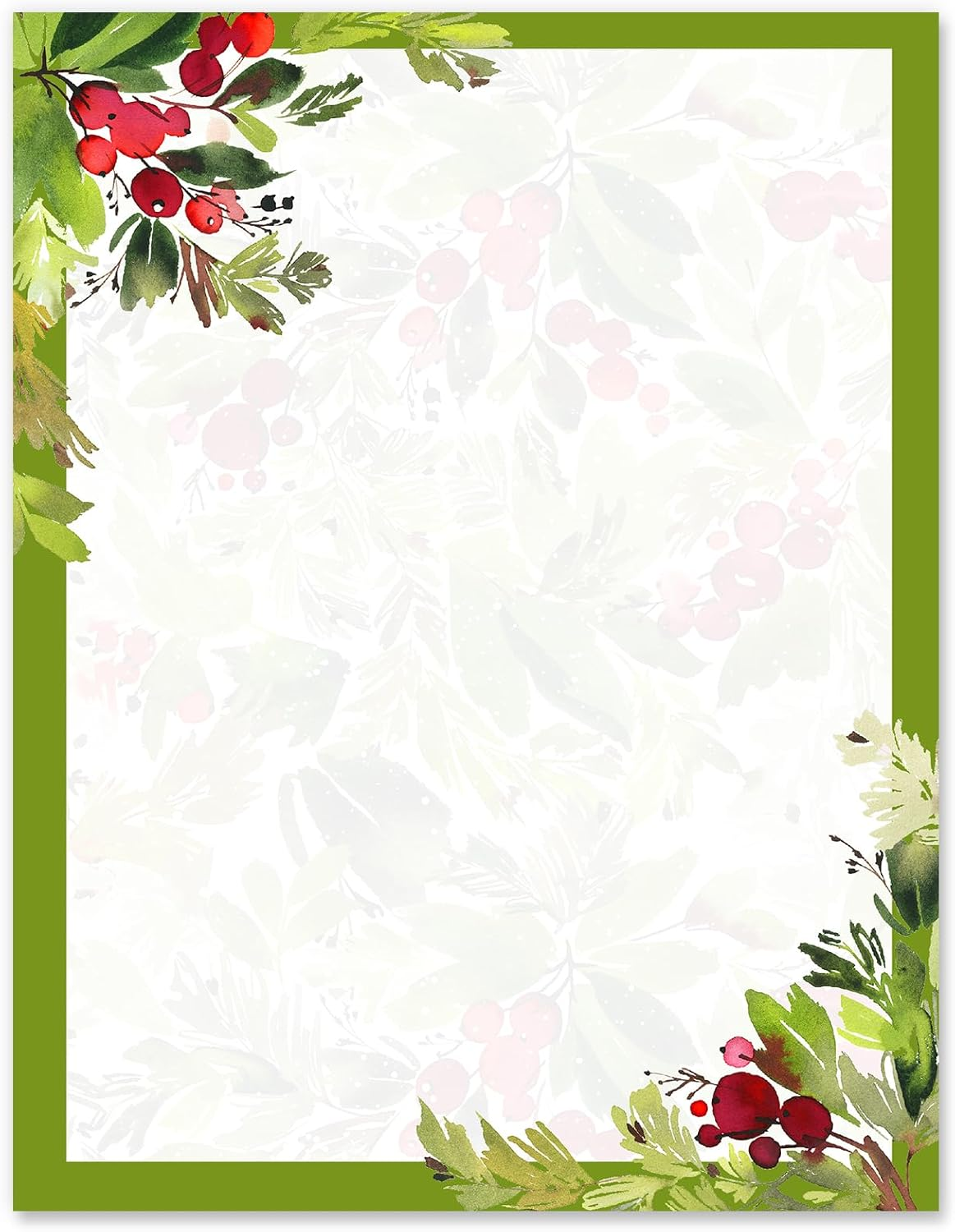 Anydesign 80 Sheet Christmas Stationary Paper Xmas Holly Leaves Letterhead Letter Writing Paper for Holiday Notes Greeting Cards Invitations Office School Printing, 8.5 X 11 Inch image number 3