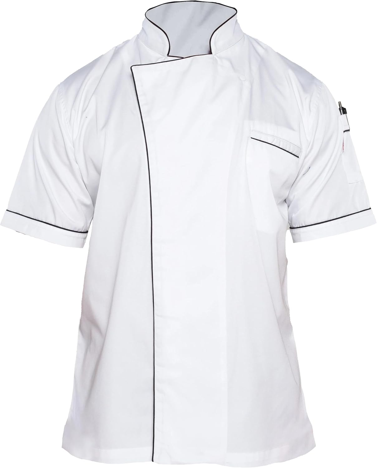 Ace Chef Apparels Stylish Gazi Chef Jacket with Coolvent, White with Black Trim, Large image number 1