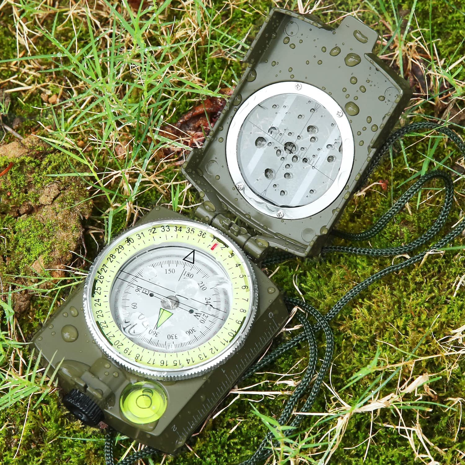 Roobuck Survival Military High-Precision Compass with Waterproof Shakeproof Emergency Luminous for Camping Hiking Hunting Trekking