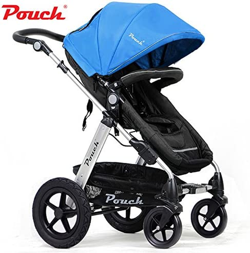 POUCH 2 in 1 Baby Toddler PRAM Stroller Jogger Aluminium with Bassinet (Black)