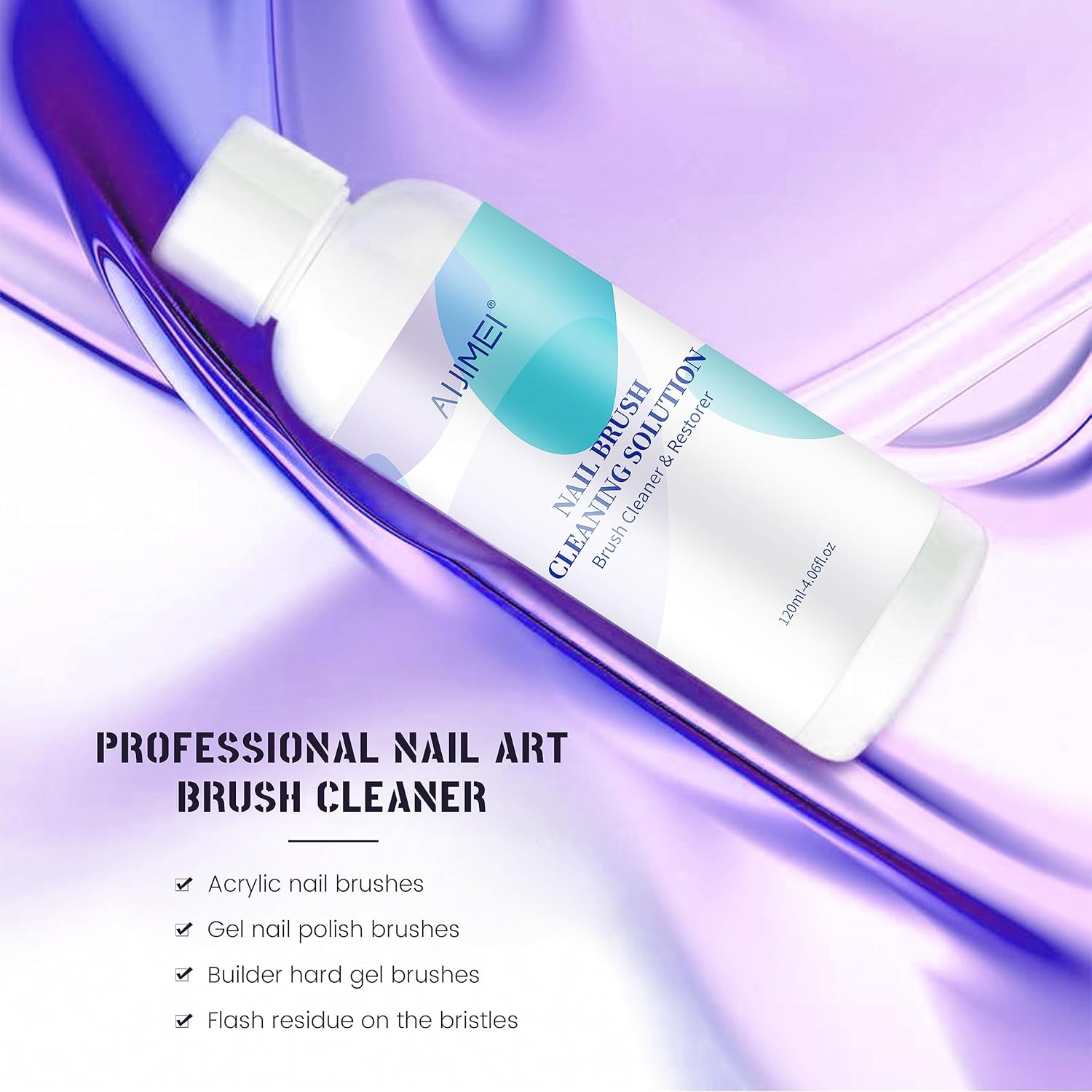 Aijimei Nail Brush Cleaner Restorer Solution Acrylic Nail Brush Cleaner Quickly Clean for Acrylic Nail Brushes, Glitter Gel Nail Polish Brushes, Builder Hard Gel Brush (120ML-4.2FL.OZ) image number 1
