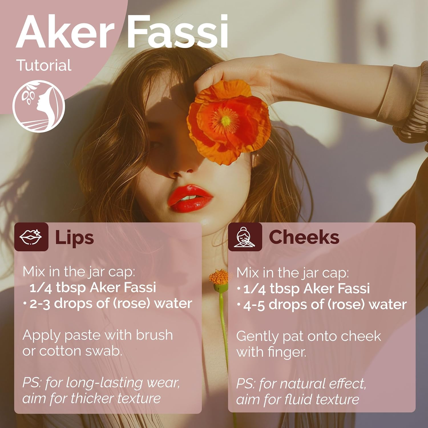 Fatima'S Garden Natural Aker Fassi Powder with Pomegranate Bark - Traditional Moroccan Lip & Cheek Tint 50G