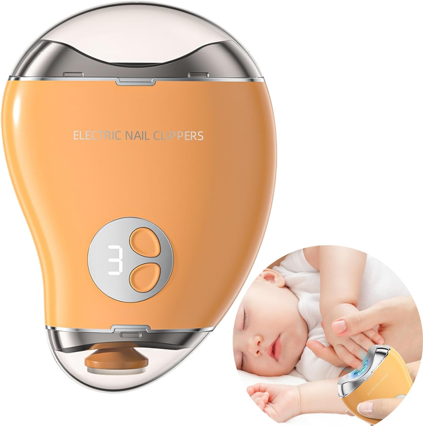 Electric Nail File for Thick Nails: Rechargeable Toe Nail Cutter with 3-Speed, LED Light & Safety Guard, Gentle for Seniors and Children (Black)