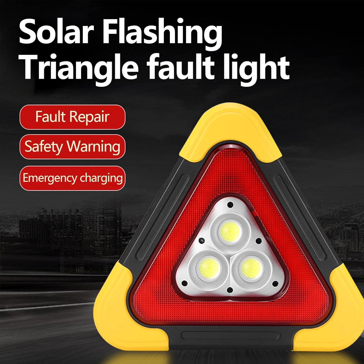 Triangular LED Lights for Car, Roadside Triangular Warning Light | Truck Triangles for Vehicle Breakdowns | Triangle Warning Light image number 1