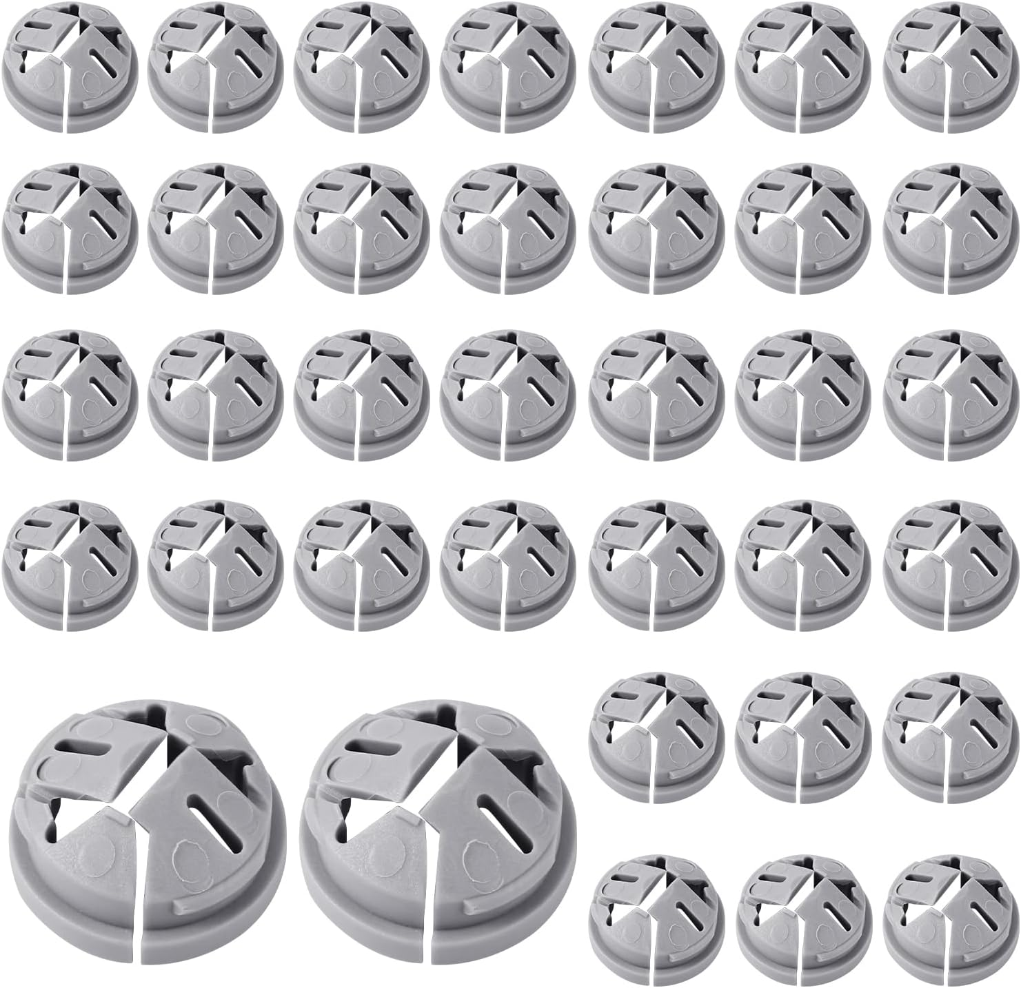 36Pcs Push-In Cable Connectors, 3/8 Inch Trade Size Plastic Push-In NM Cable Clamps Connector Non-Metallic Electrical Box Wire Inserts Button for 1/2 Inch Knockouts (Gray)