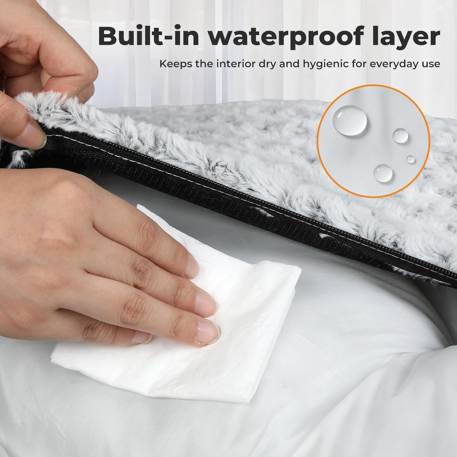 Pawz Calming Dog Bed for Medium Dogs,Fluffy Velvet Pet Bed for Dogs Cats,Anti Anxiety Pet Beds Dog Mattress Mat with Non-Slip Bottom, Waterproof Liner,Machine Washable Dog Bed Cushion(Medium) image number 4