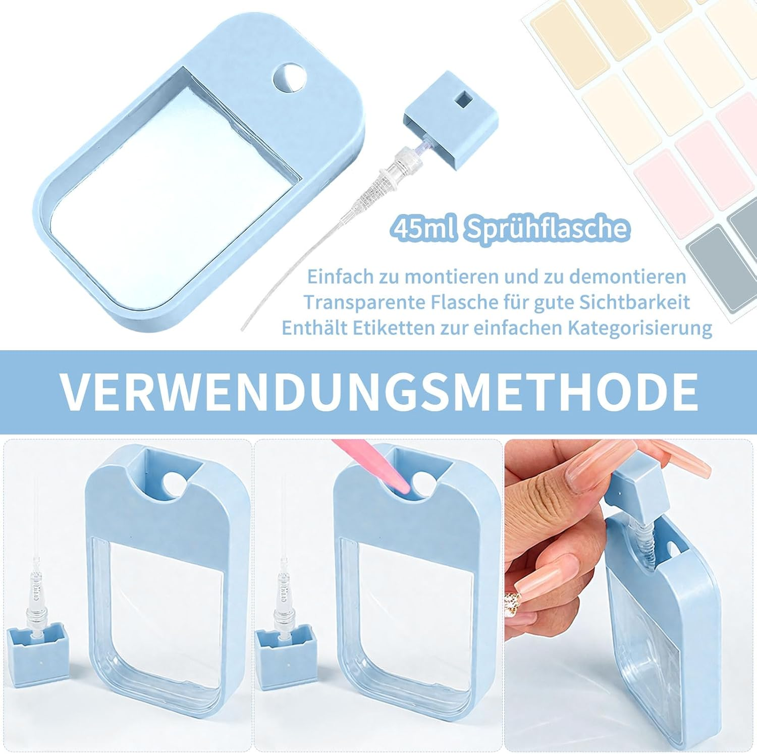 Alethron Small Spray Bottle, Pack of 5 Perfume Filler with Waterproof Label, 45 Ml Reusable Spray Bottle, Transparent Small Spray Bottles for Filling, Portable Perfume Atomiser image number 1