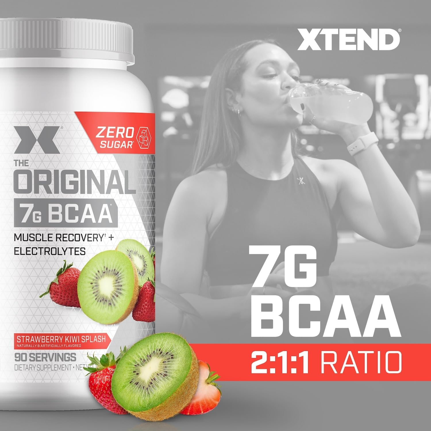 Scivation Xtend BCAA Powder, Strawberry Kiwi, 90 Servings image number 2