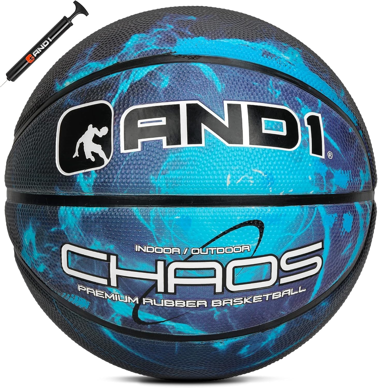 AND1 Chaos Basketball: Official Regulation Size 7 (29.5 Inches) Rubber - Deep Channel Construction Streetball, Made for Indoor Outdoor Basketball Games