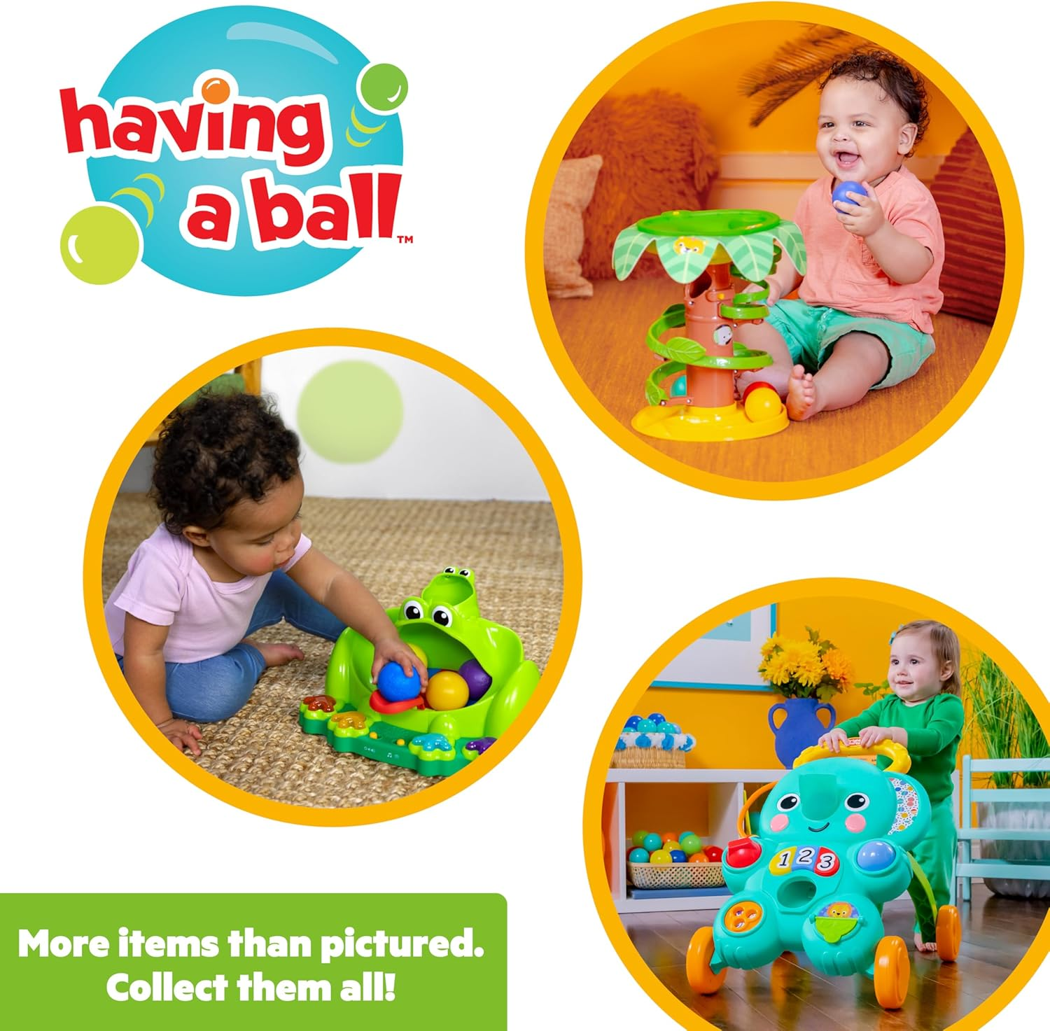 Bright Starts Stroll 'N Roll 2-In-1-Ball Play Walker - Elephant with Lights and Music, Unisex, 6 Months+ image number 4