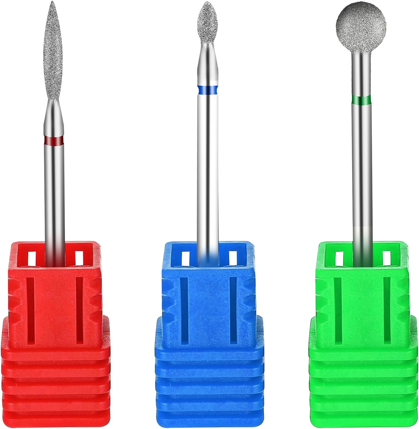 YUXIANLB Pack of 3 Diamond Nail Drills Cuticle Drill Ball Shape Cuticle Nail Cutter Bit Flame Bit All in One Nail Prep Kit for Manicure Salon Cuticle Remove under Nail Dead Red image number 2