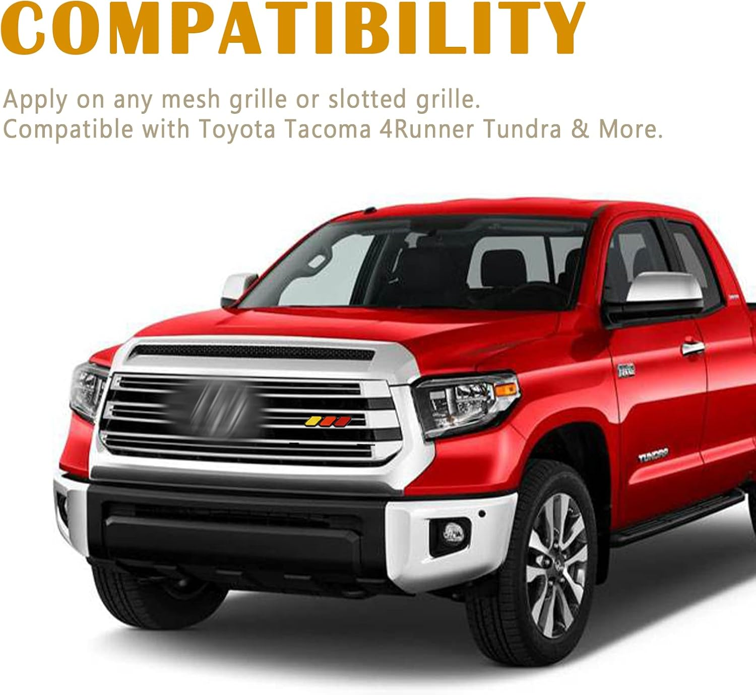TRD Grille Decor Badge, 3-Color Upgrade Emblem, Logo Decoration Accessories Car Truck Label Compatible for Tacoma 4Runner Tundra Sequoia Rav4 Highlander(Yellow, Orange, Red) image number 4