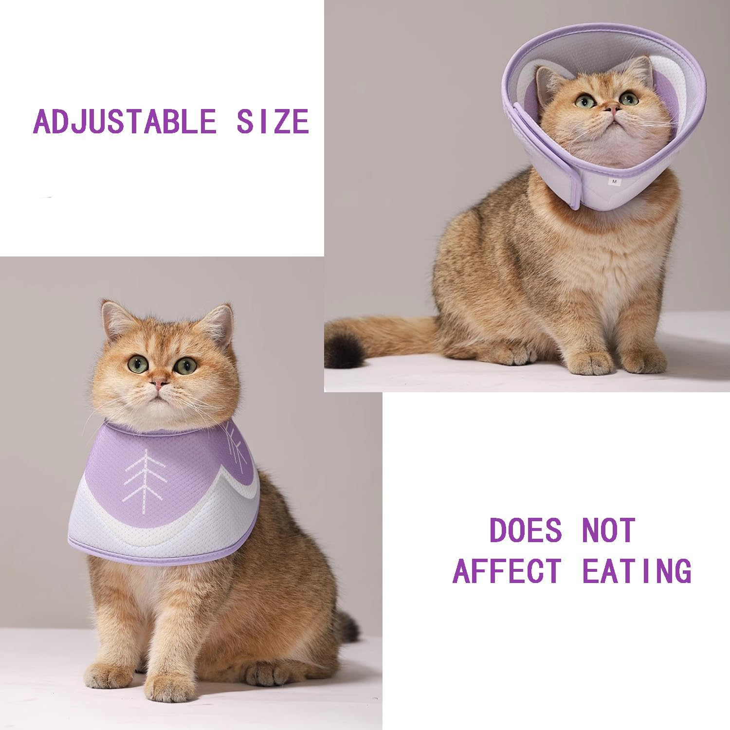 Cat Cone Collar to Stop Licking, Adjustable Elizabethan Collars, Soft Pet Recovery Collar for Kitten, Breathable Mesh Cat Cone after Surgery, Cat E Collar Prevent from Scratching Wounds(M) image number 1