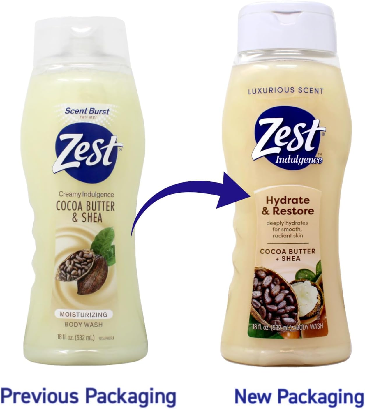 Zest Body Wash, Cocoa Butter 530Ml