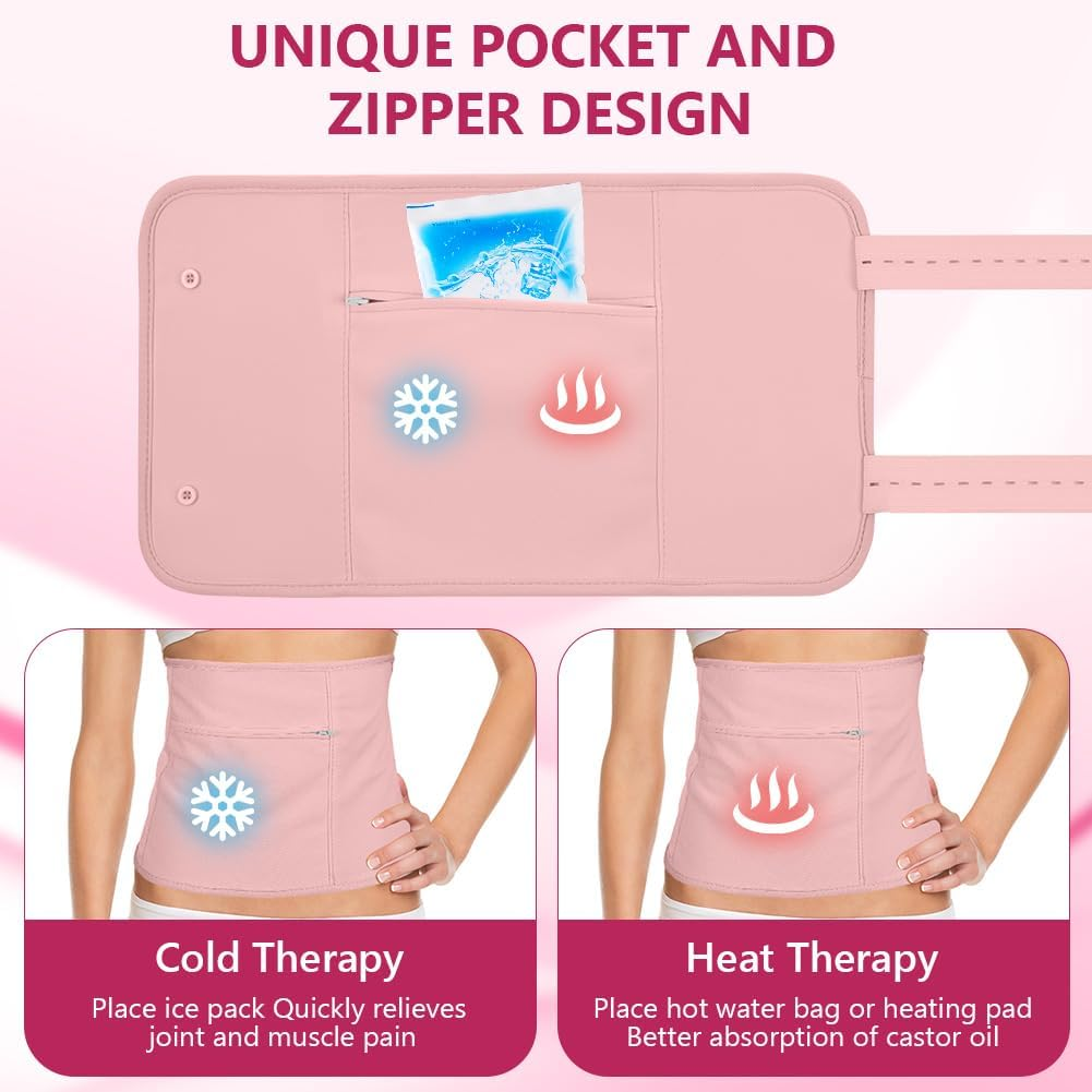 AOOWU Organic Castor Oil Pack, Castor Oil Pack Kit, Reusable Castor Oil Packs Set for Liver Detoxification, Thyroid, Digestion, Constipation, Pack of 2, Pink - 1 X White image number 7