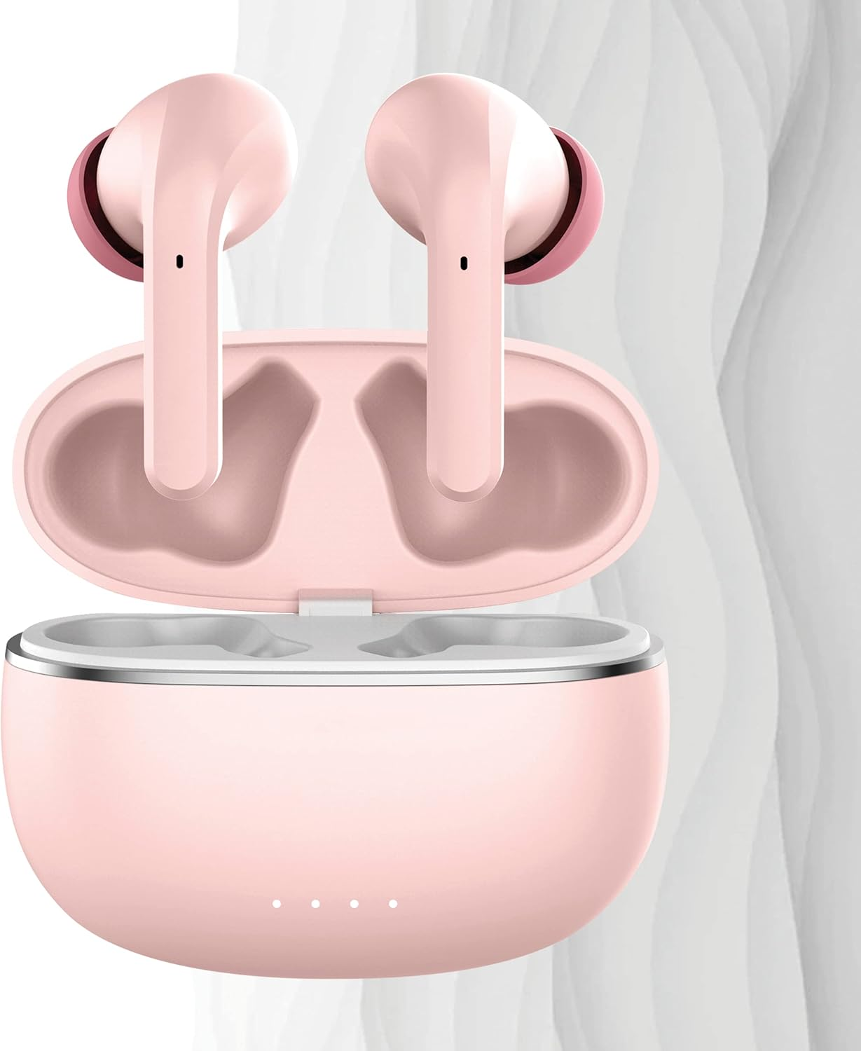 FOREVER Bluetooth Wireless Headphones 5.3 Modes ANC TWE-210 EARP with Charging Case Microphone, Control, LED Indicators In-Ear Headphones (Rose) image number 1