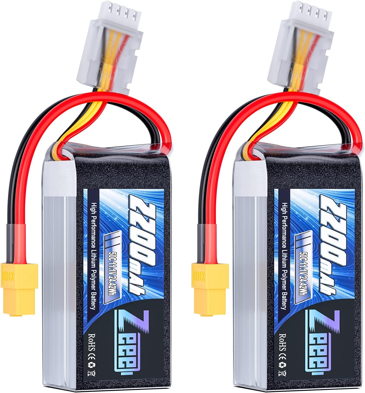 Zeee 3S 2200Mah Lipo Battery 11.1V 50C Shorty Pack Battery with XT60 Plug for RC Car Truck RC Vehicles Boat Drone RC Airplane Quadcopter Helicopter FPV Racing Hobby Models(2 Pack) image number 5