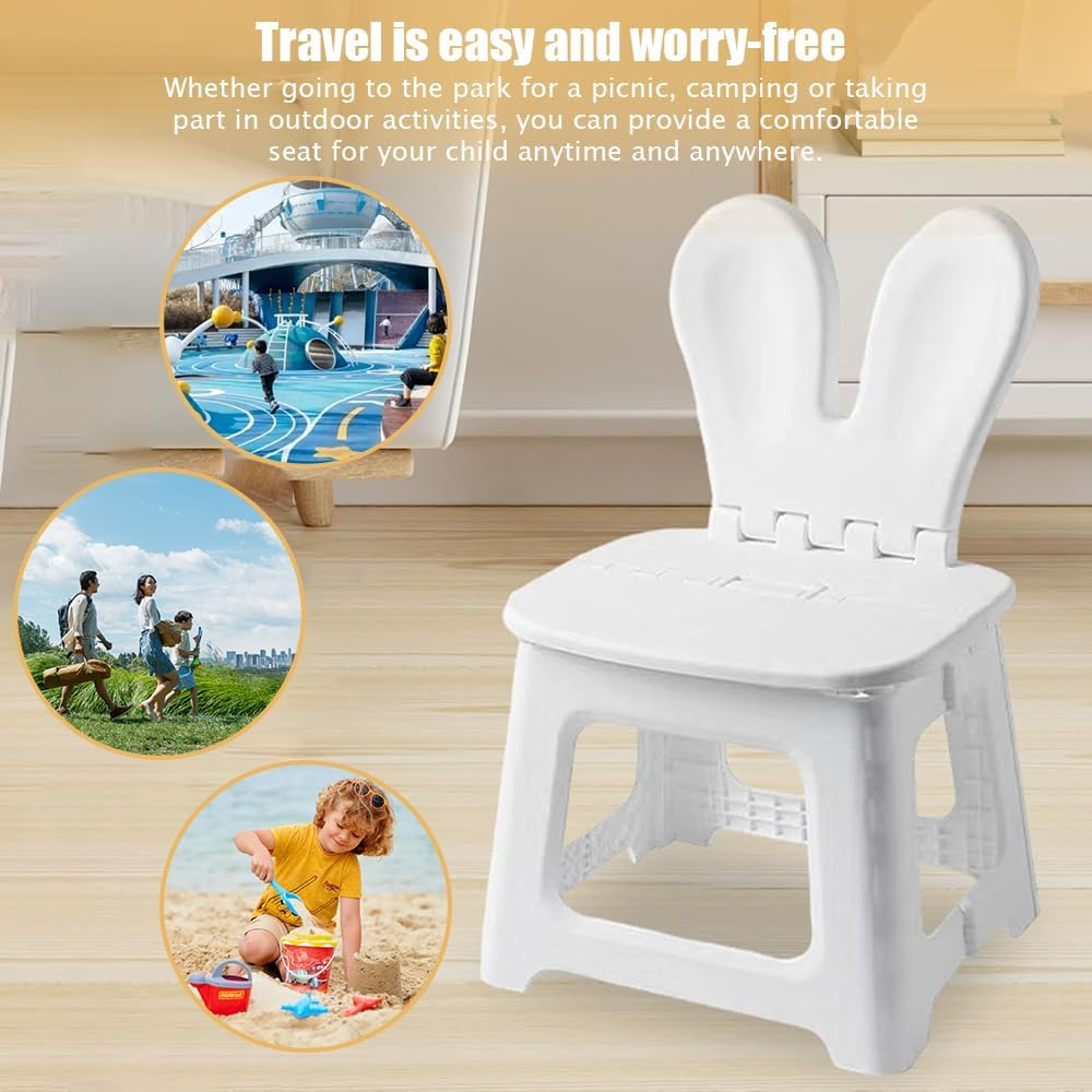 Kids Back Folding Stool,Kindergarten Learning Stools,Rabbit Shape Chair,Stepping Stool,Multifunctional Bathroom Stool,Stool with Carrying Handle,For Children image number 5