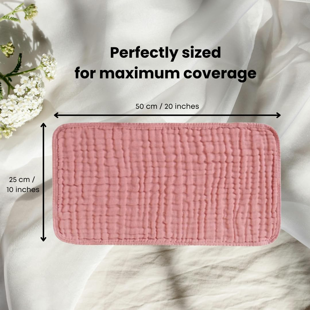 Muslin Burp Cloths 100% Cotton Baby Washcloths Face Cloths Large 20''X10'' Extra Soft and Absorbent Baby Burping Cloth for Boys and Girls | Pack of 6 (Blush)