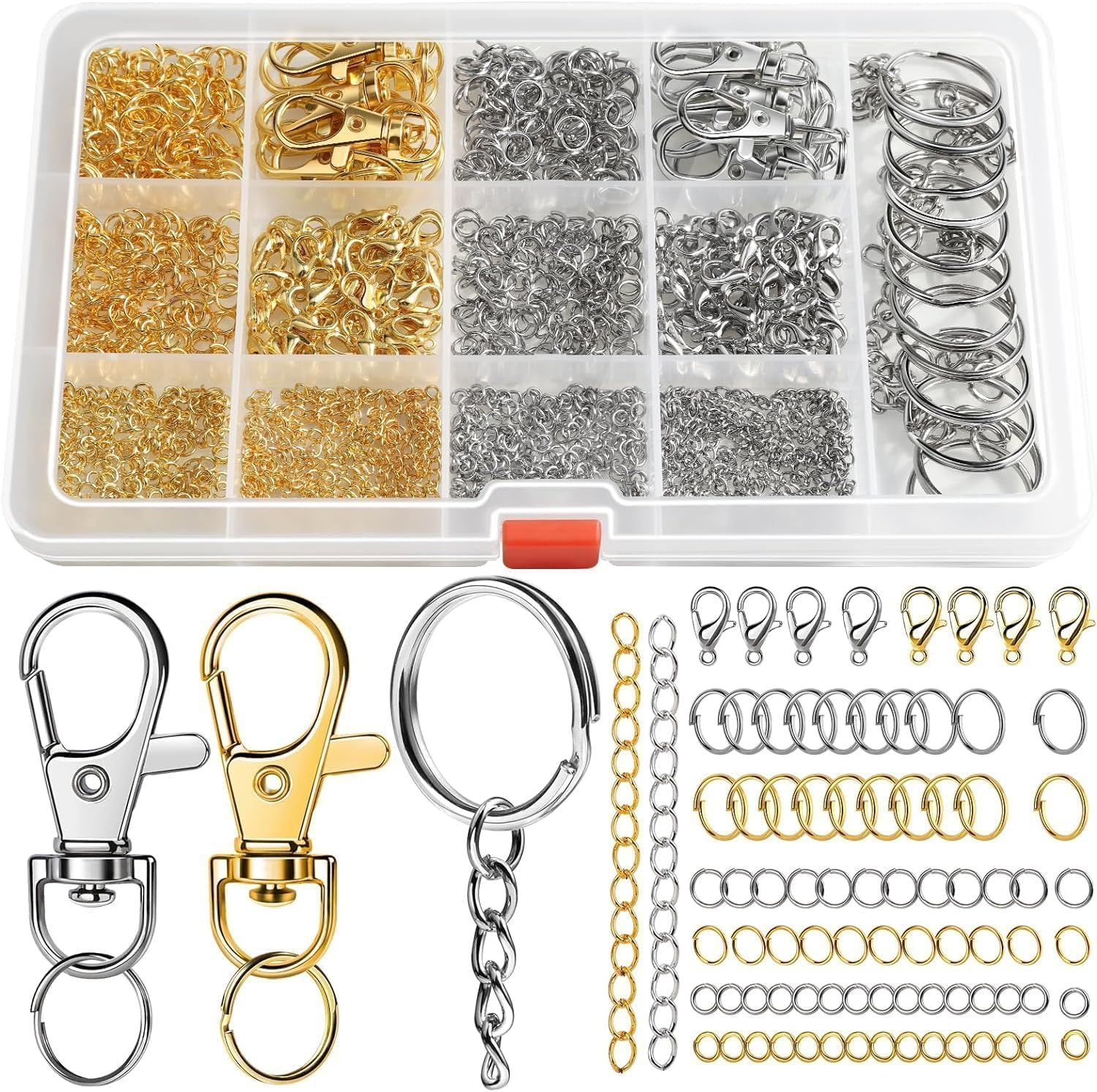 TIAMORK Jump Rings, 968Pcs Jewelry Making Supplies, Jewelry Making, Gold Silver Charm, Lobster Claw Clasps for Necklace Bracelet Jewelry, Key Chain for Keychain image number 1